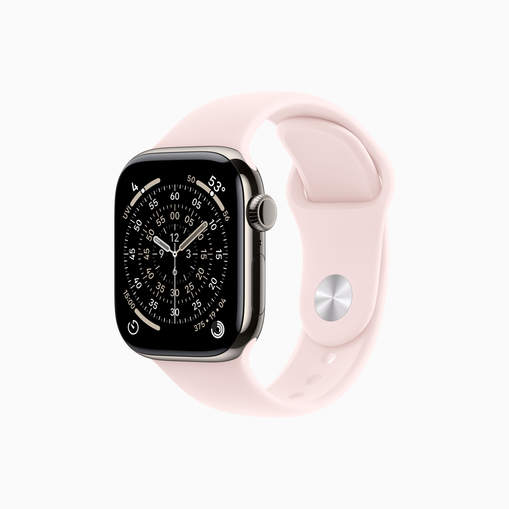 Apple Watch Series 11 Titan - Bracelet Sport en caoutchouc (Naturel, 42 mm, Rose pastel, S/M)