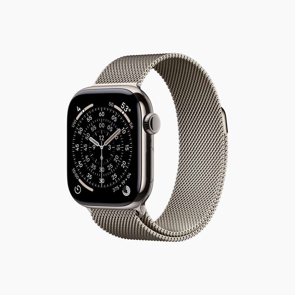 Apple Watch Series 11 Titan - Bracelet Milanais en acier inoxydable (Naturel, 42 mm, Naturel)