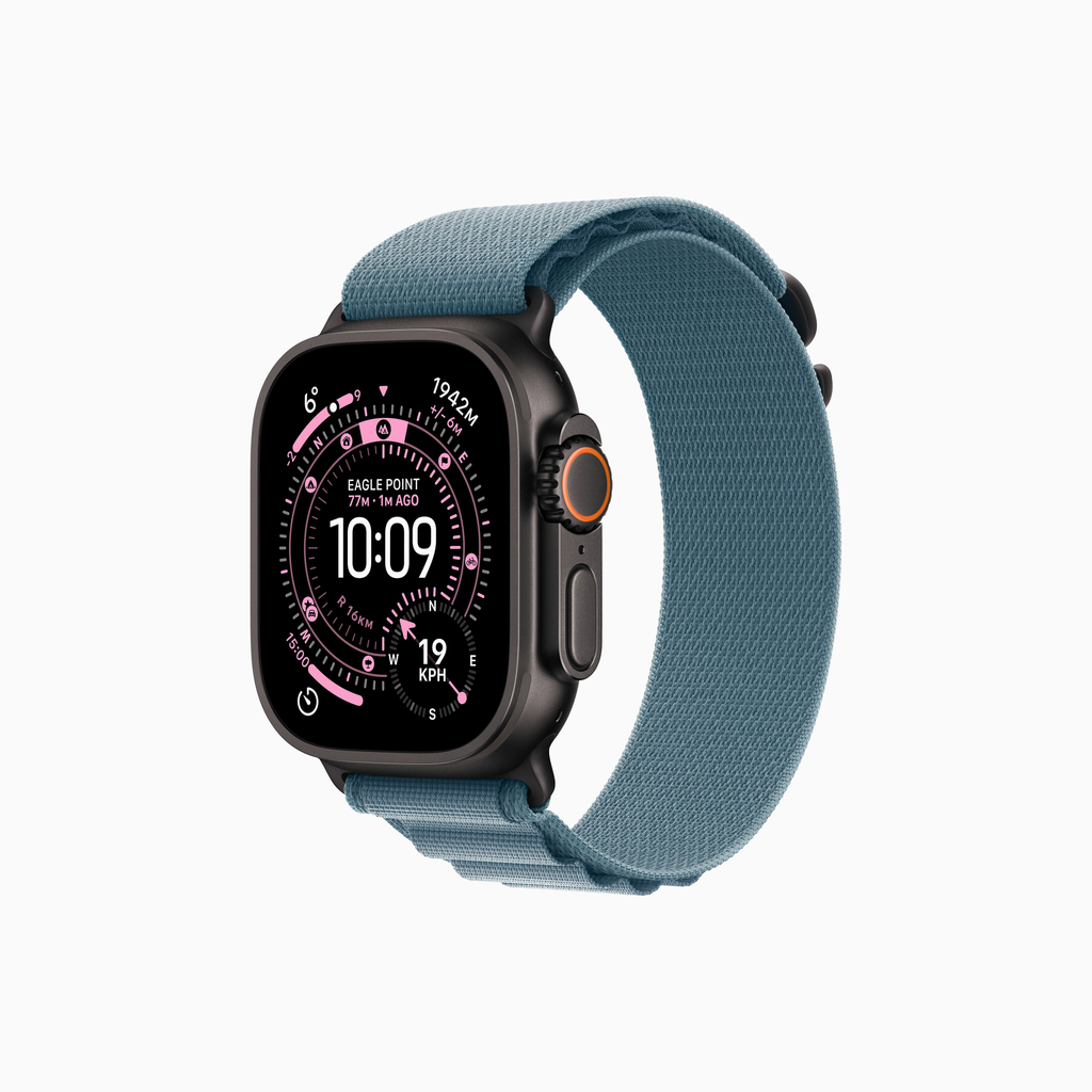 Apple Watch Ultra 3 - Bracelet Boucle Alpine (Noir, Bleu clair, Small)