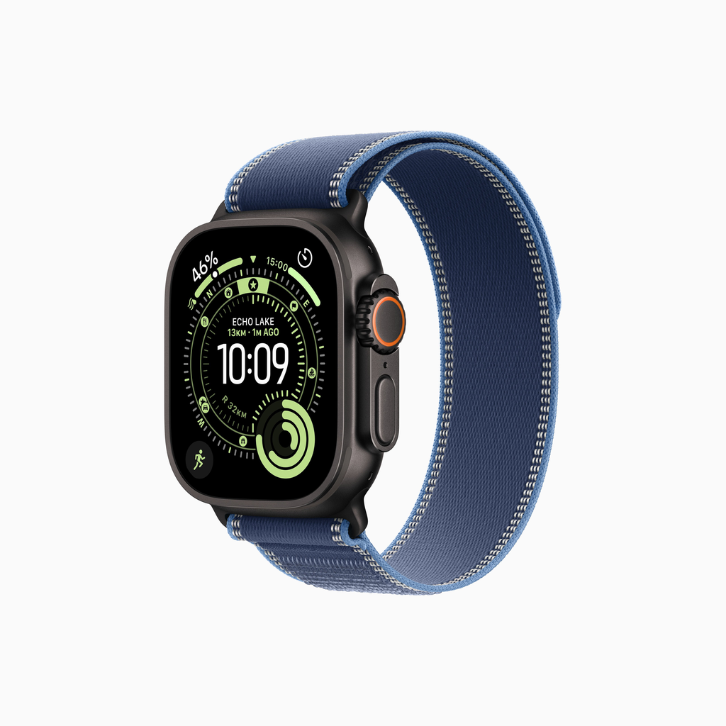 Apple Watch Ultra 3 - Bracelet Boucle Trail (Noir, Bleu/Bleu vif, S/M)