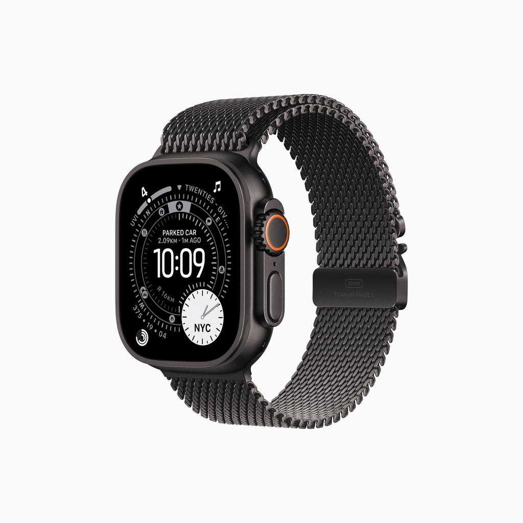Apple Watch Ultra 3 - Bracelet Milanais en titane (Noir, Small)