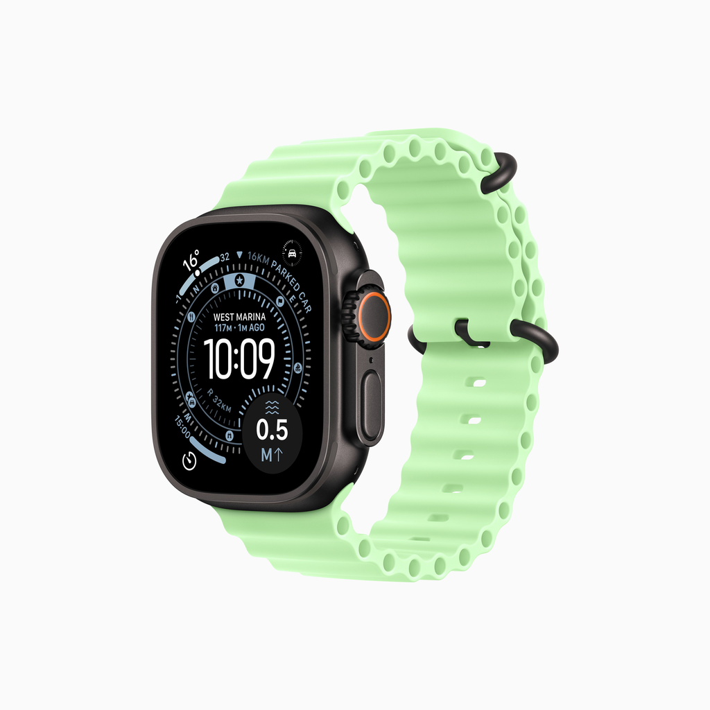 Apple Watch Ultra 3 - Bracelet Boucle Océan (Noir, Vert fluo)
