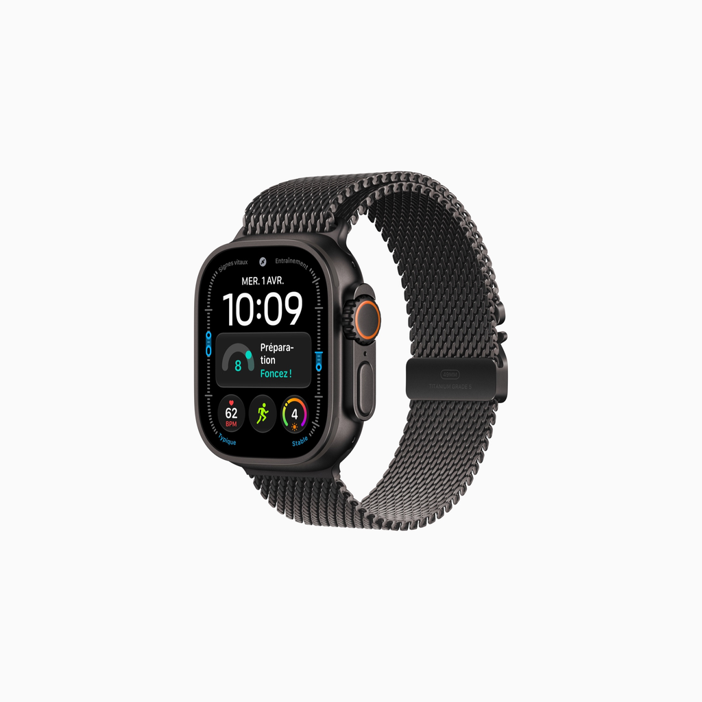 Apple Watch Ultra 4 - Bracelet Milanais en titane (Noir, Noir, Small)