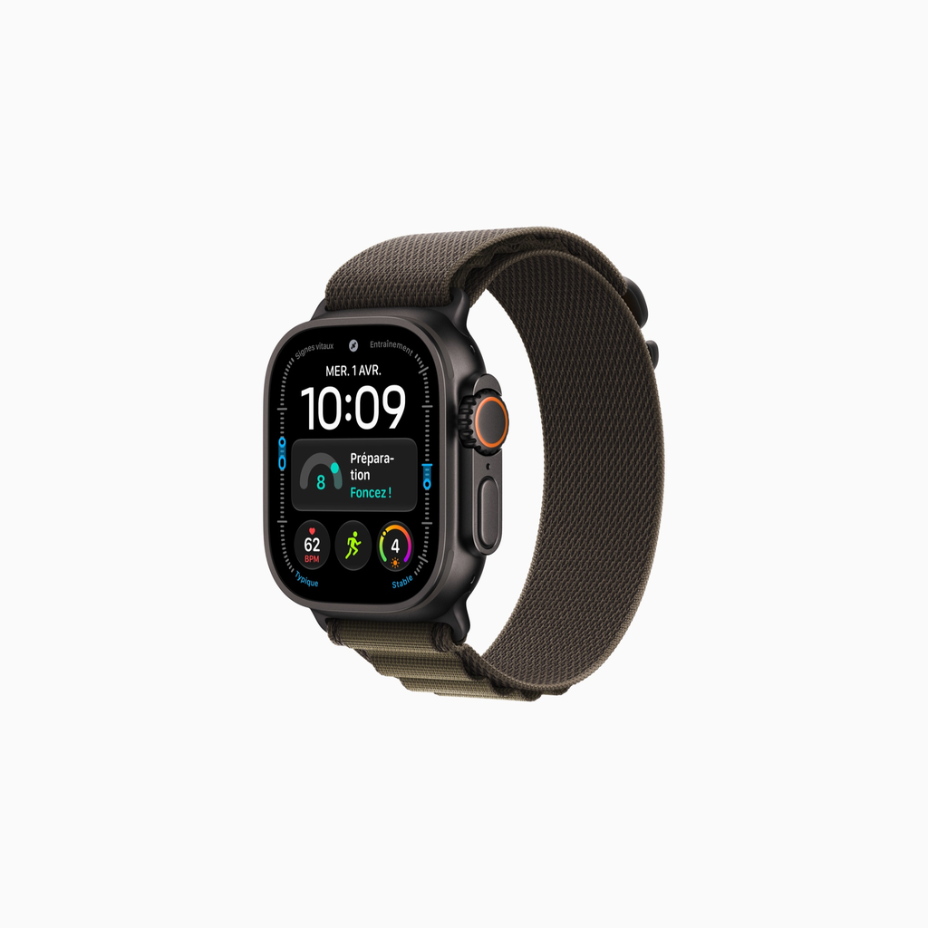 Apple Watch Ultra 4 - Bracelet Boucle Alpine (Noir, Olive sombre, Small)